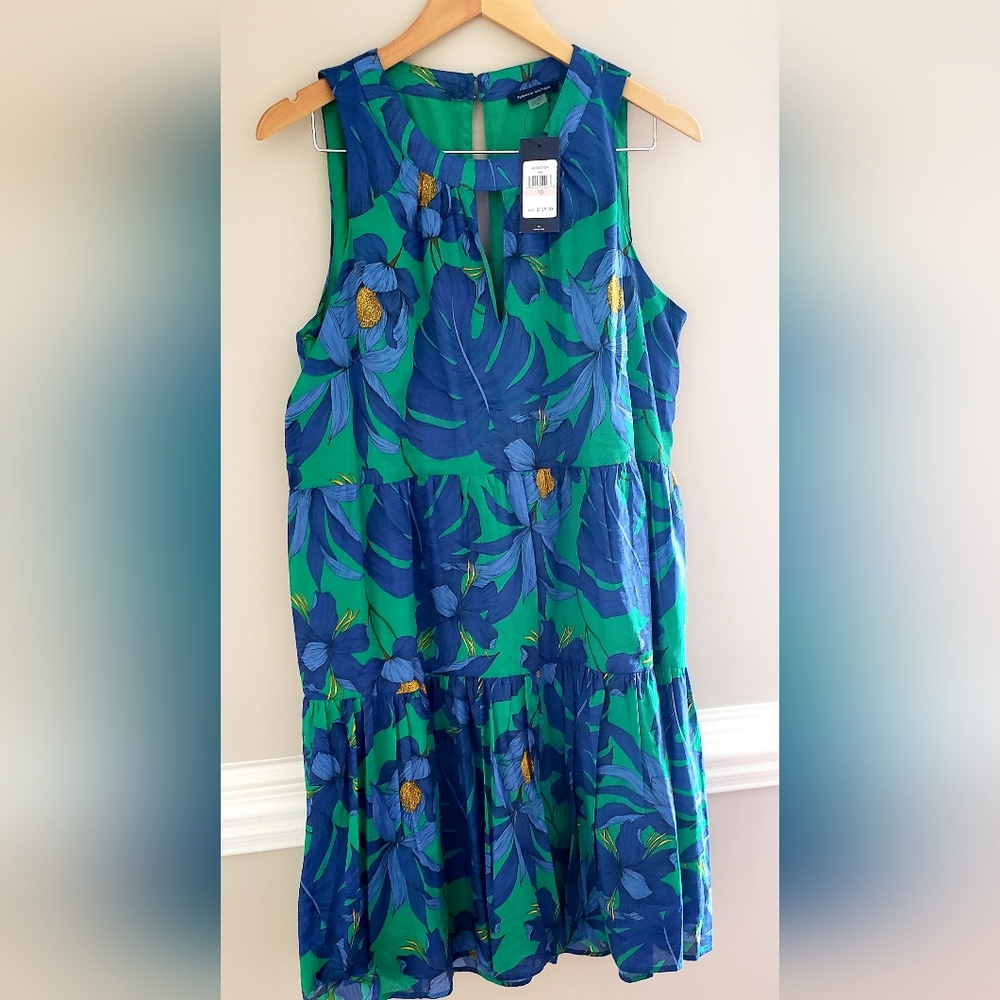 Tommy Hilfiger Green and Blue Floral Mini Dress